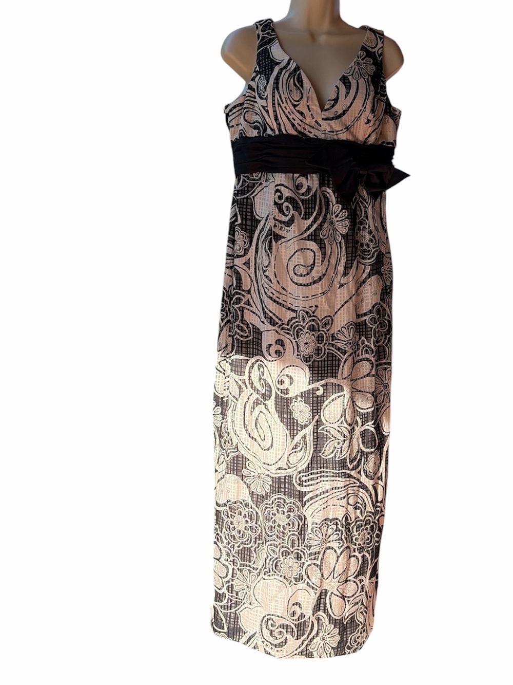 Badgley Mischka Women's Sleeveless Floral Maxi Dress Old Hollywood Gown Glam
